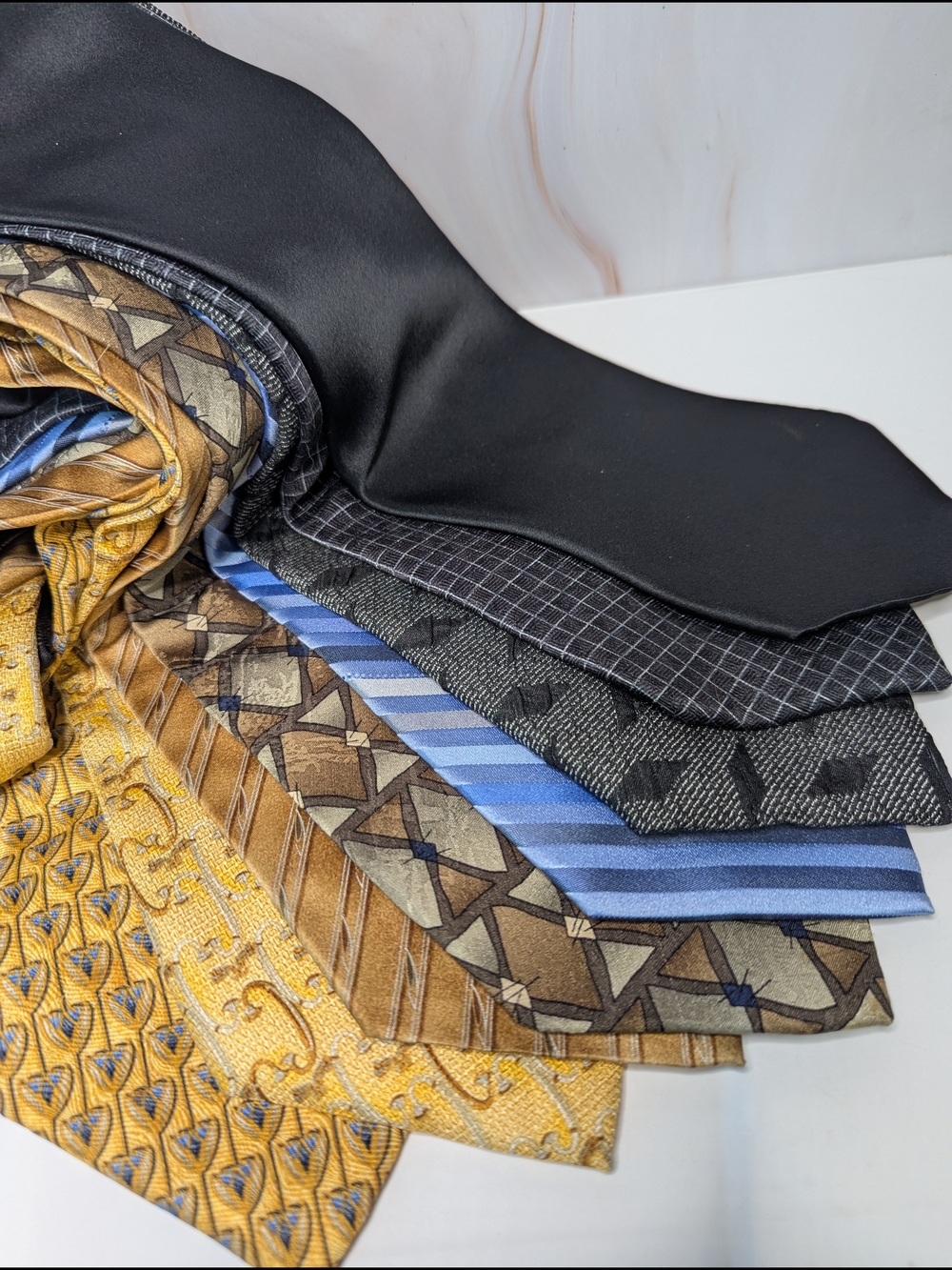 Men's Multi-Color Silk Necktie Set — Yellow, Blue, Brown & Black